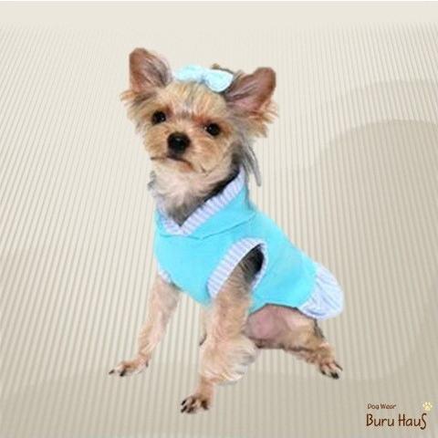 ワンピ キャミ 大きなハート ワンピース 色 ブルー 愛犬服 犬服