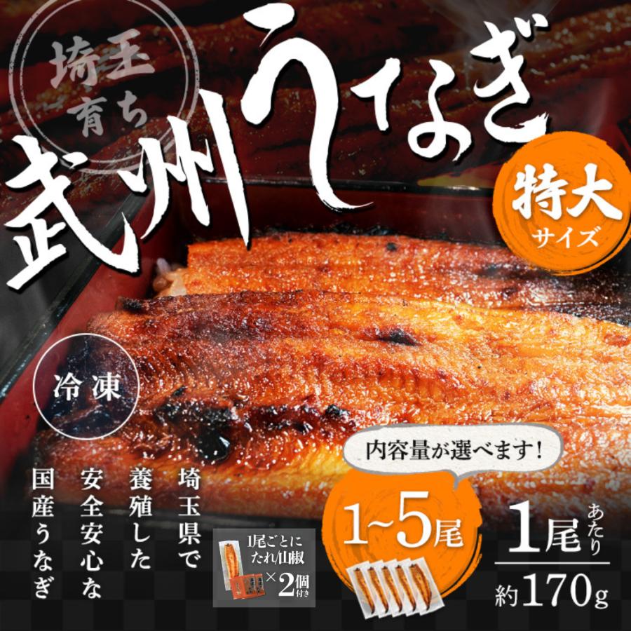 武州うなぎ 丑の日 国産 蒲焼 (特大) 5尾 1尾約170g(168g~197g) 誕生日