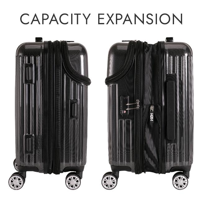 HeM ヘム スーツケース 機内持ち込み Sサイズ 36L/43L 軽量 小型 小さめ 拡張機能付き フロントオープン トップオープン キャリーケース リム 39-506の画像