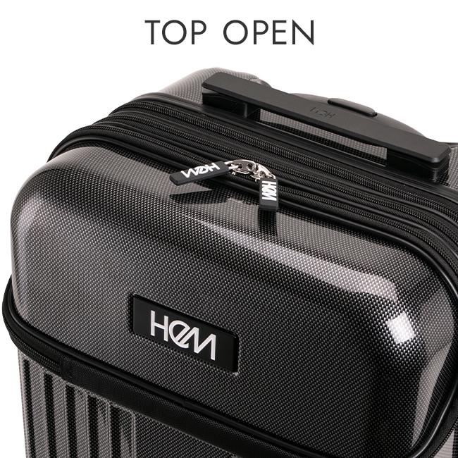 HeM ヘム スーツケース 機内持ち込み Sサイズ 36L/43L 軽量 小型 小さめ 拡張機能付き フロントオープン トップオープン キャリーケース リム 39-506の画像