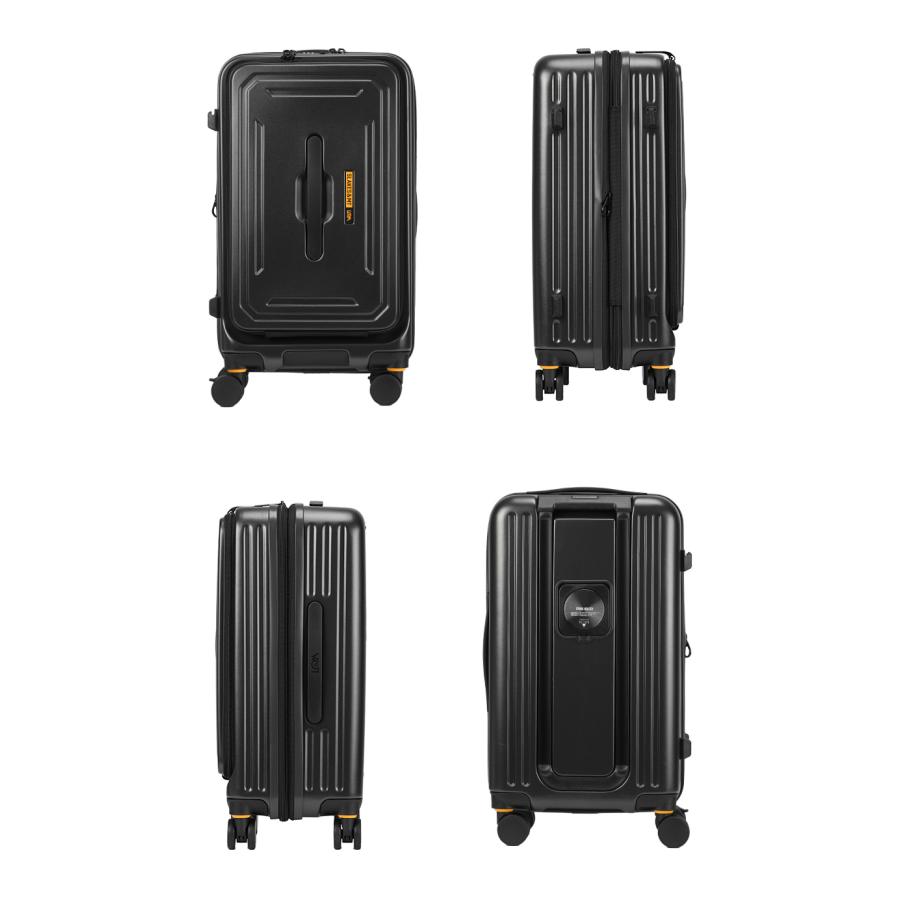 FREQUENTER キャリーケース フロントオープン ストッパー付　ブラック 5LAKES＆MT スーツケース Mサイズ 45L/54L フロントオープン 拡張機能