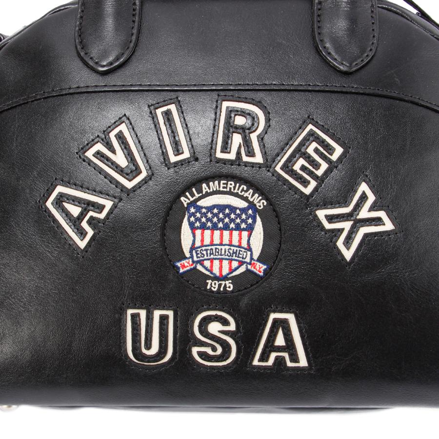美品‼️AVIREX レザー ミニ ボストンバッグ ブラック USA ロゴ 高品質 AVIREX（アヴィレックス） Bluto ブルト ミニボストンバッグ 斜め掛け