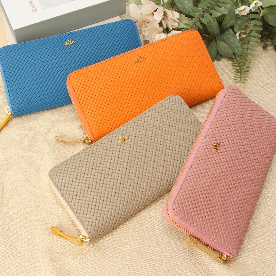 ELLE（エル） 長財布 レディース ブランド レザー 本革 革編み