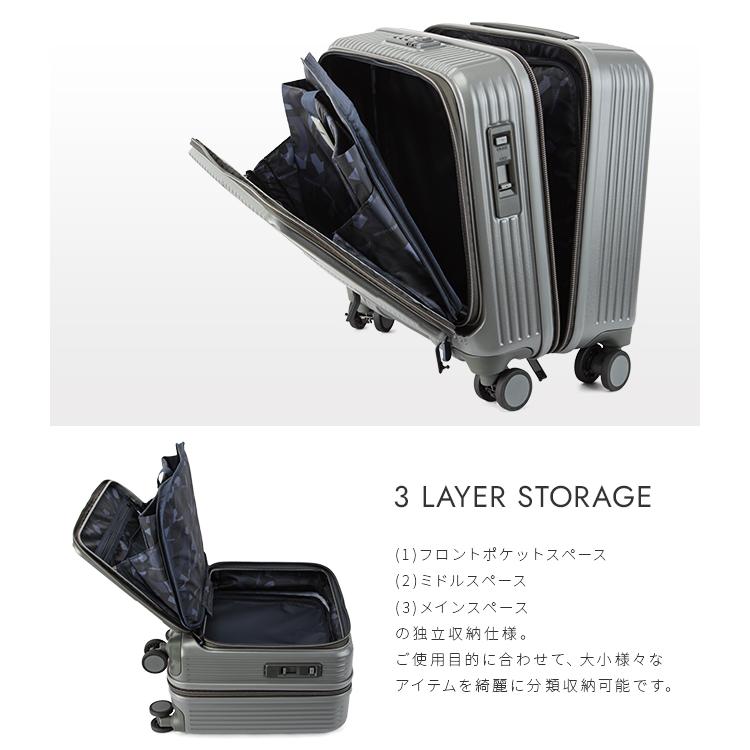 2年保証 イノベーター スーツケース 機内持ち込み 33L 軽量 小型 横型 フロントオープン ストッパー Sサイズ SSサイズ innovator INV20｜business-bugs｜26