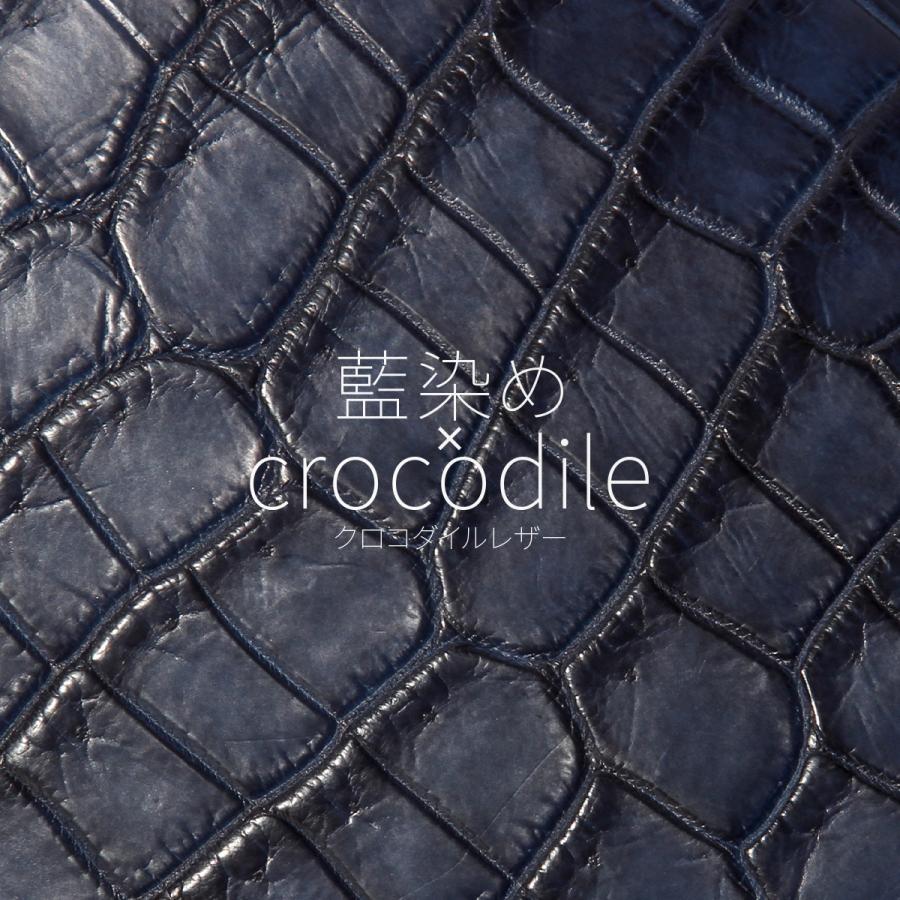 SLOW スロウ 財布 二つ折り財布 マネークリップ クロコダイル レザー 本革 メンズ ブランド 小銭入れ付き ワニ革 藍染 日本製 crocodileの画像