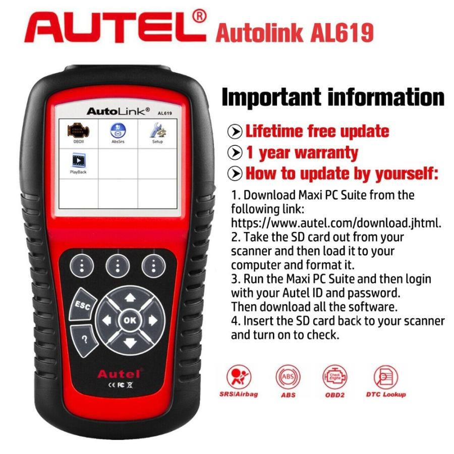 Autel] 故障診断機 海外ヴァージョン Autolink（AL-619）ABS SRS OBD2