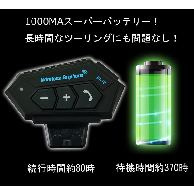 バイク用　ヘルメットインカム　外置き/裏置き　長時間ツーリング80時間　ブルーツースBluetooth　取付簡単　防潮防水｜business-japan｜03