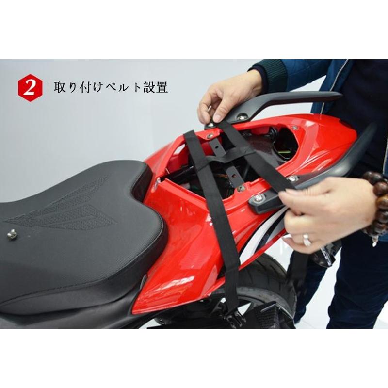 [MOTO CENTRIC]　バイク用 シートバッグ 炭繊維柄 拡張機能あり ヘルメットバッグ 撥水 防水 耐久性 固定ベルト付き 4色 夜間反射ストリップ｜business-japan｜14