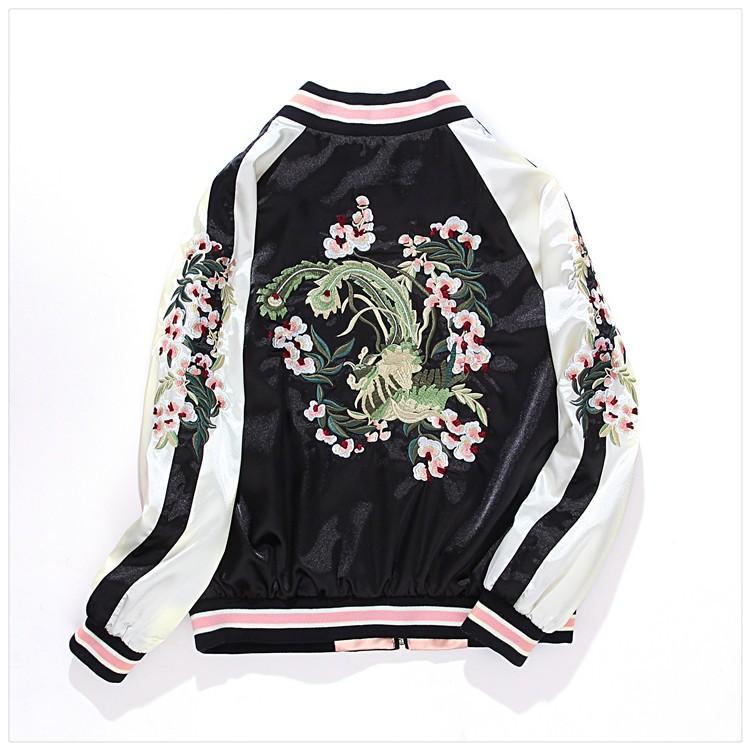 ヨコスカ] 男女兼用 孔雀刺繍マーク スカジャン リバーシブル 横須賀