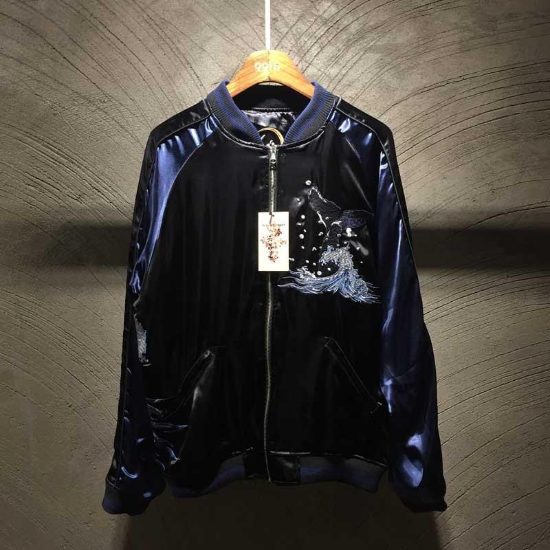 買取オンライン ヨコスカ 男女兼用 嵐鯨刺繍マーク スカジャン リバーシブル 極道高級品 シルク ジャケット 横須賀 L 2xl 野球服 おしゃれ 人気店 Www Superavila Com