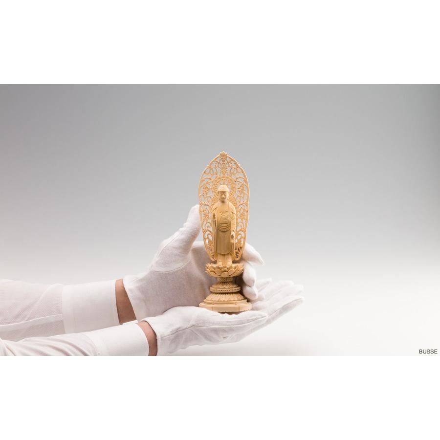 仏像 舟立阿弥陀如来 ヒノキ製 丸座 3寸 浄土宗・時宗 /あみだ様 桧 檜