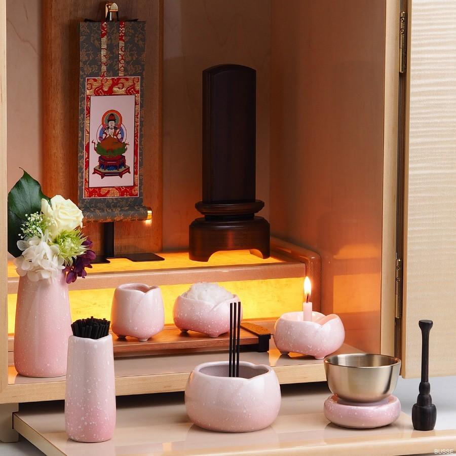 仏具 セット やわらぎ さくら 小サイズ 7点 /仏具セット ミニ モダン