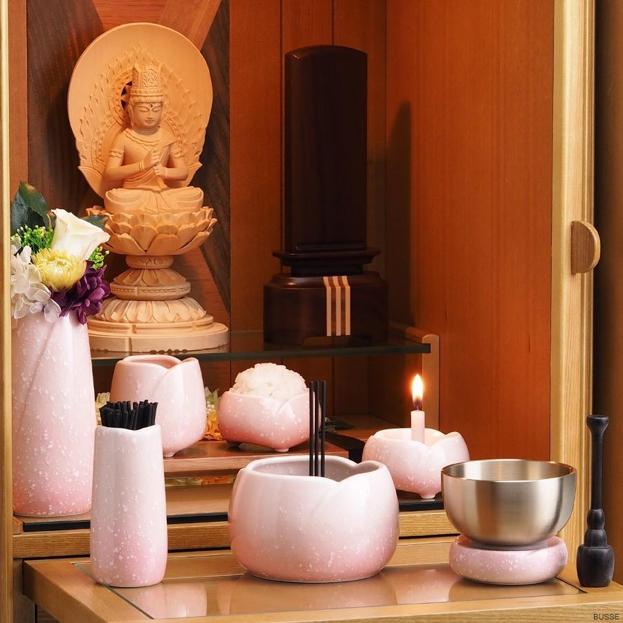 仏具 セット やわらぎ さくら 中サイズ 7点 /仏具セットミニ モダン