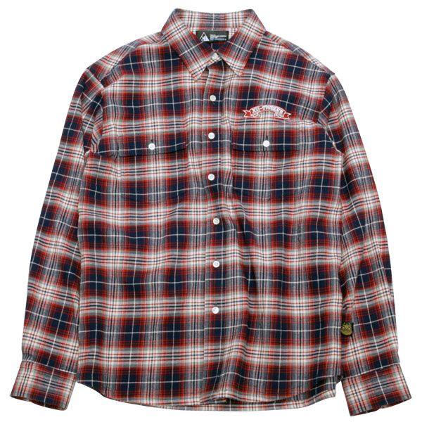 TWELVE 12 Flannel Shirts Navy-Red トゥエルブ フランネル チェックシャツ｜bussel