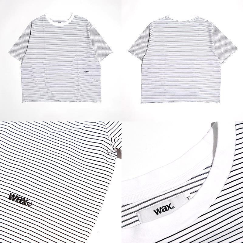 wax. ボーダー カットオフTシャツ Mサイズ WAX（ワックス） WAX Pinstripe cut off tee / ワックス ピン