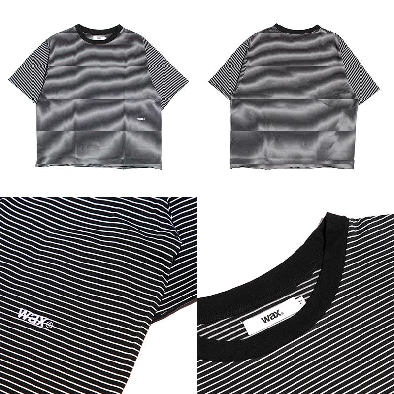 wax. ボーダー カットオフTシャツ Mサイズ WAX（ワックス） WAX Pinstripe cut off tee / ワックス ピン