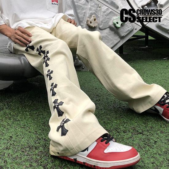 チノパン メンズ ストリート系 ブーツカットパンツ 十字架 クロス オシャレ インポート お兄系 ビター系 個性的 V系 ホスト 21 春 夏 秋 冬 新作 ビター系 A 1 Sidecross Cino オラオラ系 ファッション Busta 通販 Yahoo ショッピング