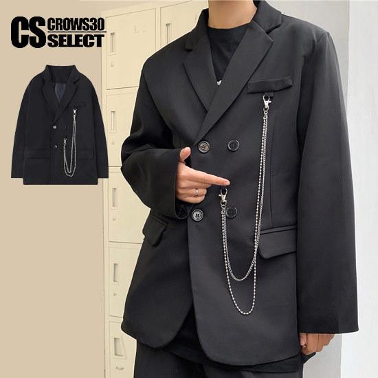 あすつく メンズ テーラードジャケット モード系 ビター系 V系 ホスト お兄系 個性的 新作 冬 秋 春 22 インポート チェーン ダブルジャケット アウター ジャケット テーラード ブレザー サイズ Free Www Gatorheatandair Com