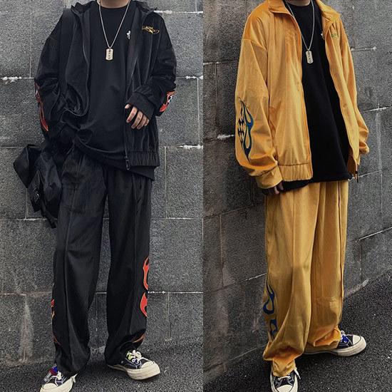 セットアップ メンズ オラオラ系 ジャージ 上下セット 刺繍 ファイヤーパターン 部屋着 ルームウェア お兄系 悪羅悪羅系 ストリート系 父の日 プレゼント |  | 01