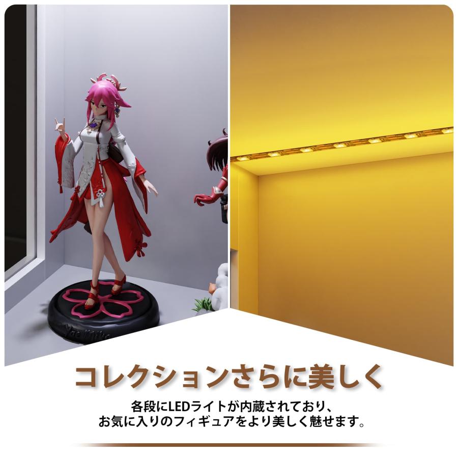 BTM フィギュアケース コレクションケース LEDライト付き スリム 人感