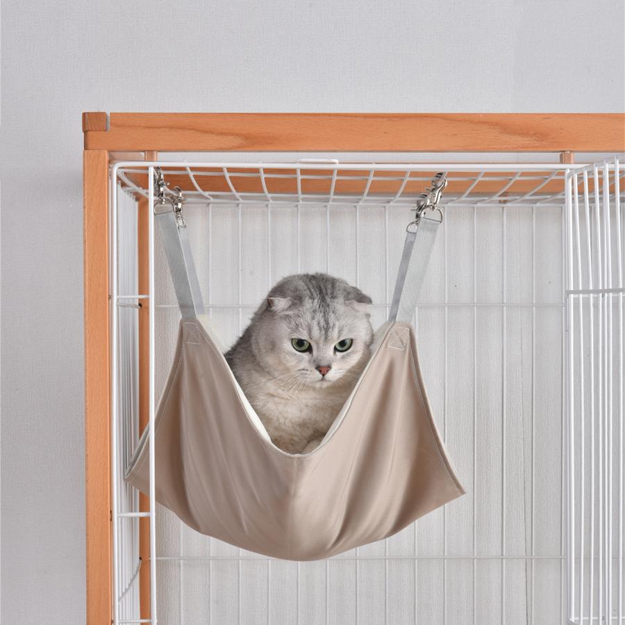 BTM 猫 ケージ キャットケージ 2段 木製フレーム ハンモック付 BTM 猫 ケージ キャットケージ 2段 木製フレーム ハンモック付