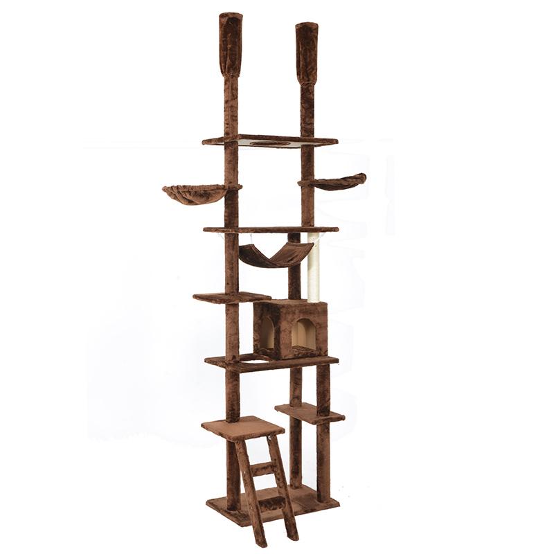 BTM キャットタワー 突っ張り 全高232-255cm 爪研ぎ ハンモック付き