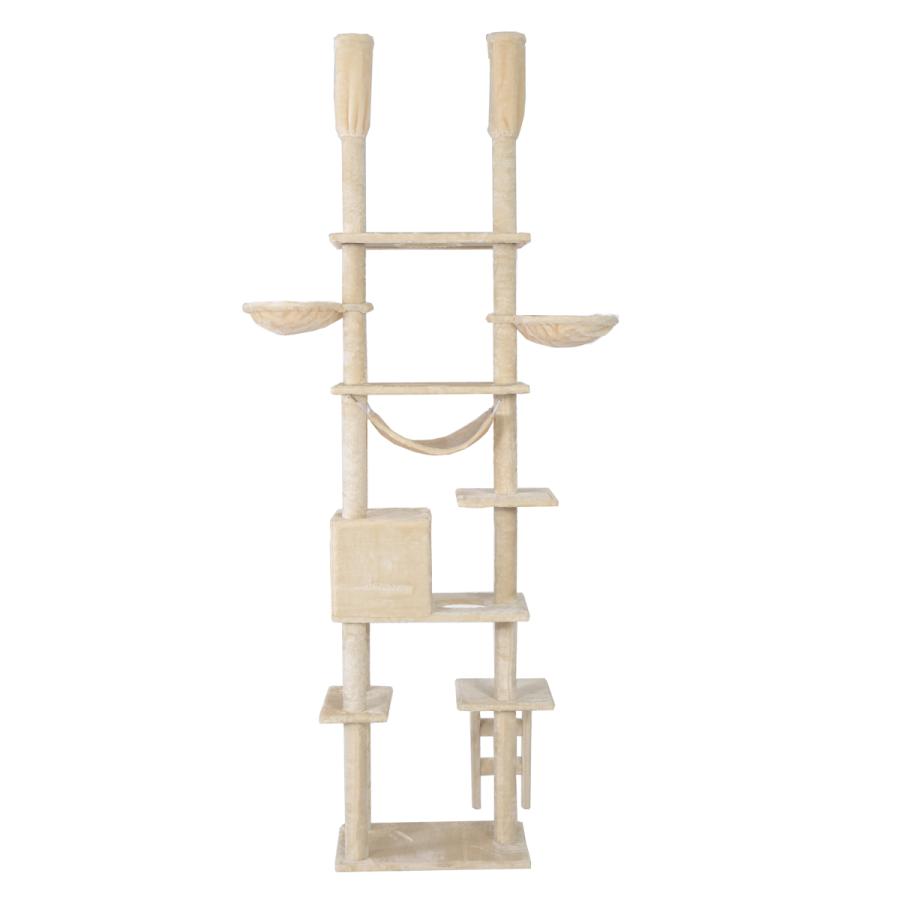 BTM キャットタワー 突っ張り 全高232-255cm 爪研ぎ ハンモック付き