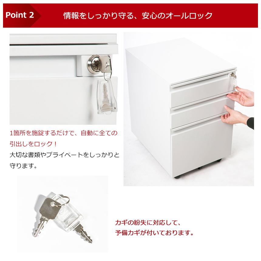 BTM デスクワゴン キャスター付き 鍵付き サイドワゴン オフィス