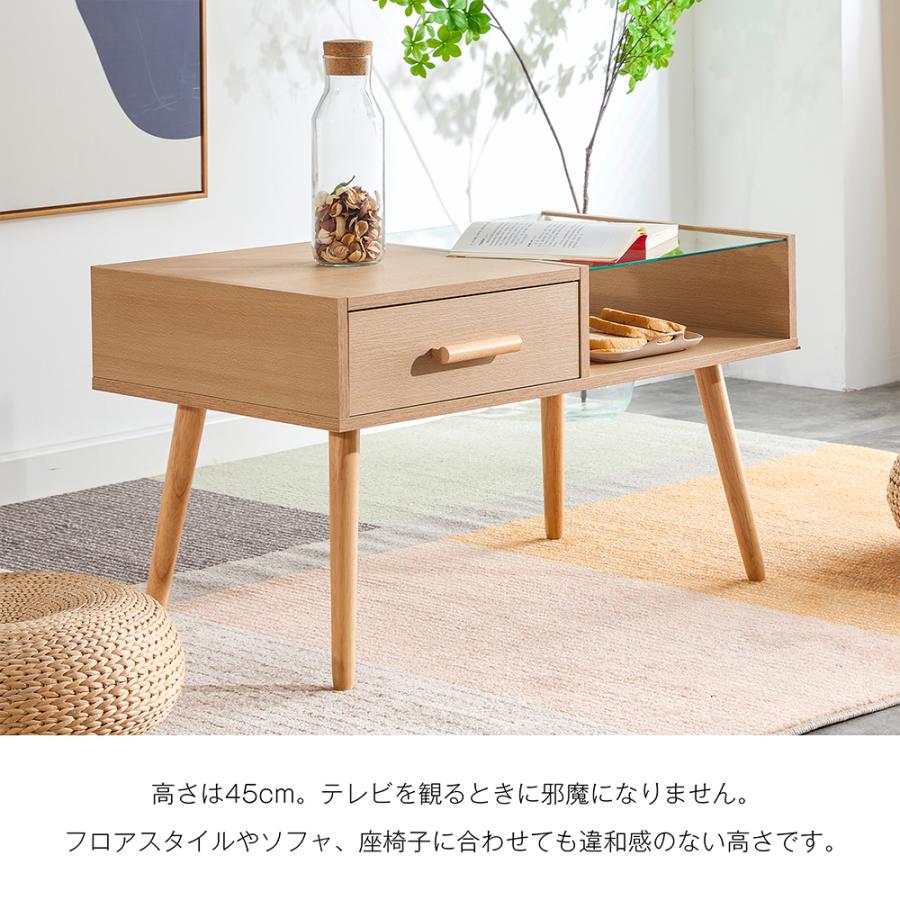 センターテーブル ローテーブル おしゃれ ガラステーブル 幅80cm