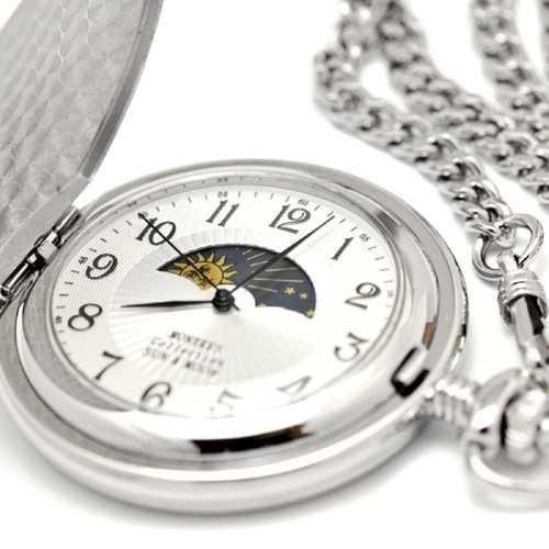 懐中時計 サン アンド ムーン ポケットウォッチ シルバー アラビア数字