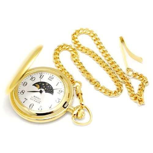 懐中時計 サン アンド ムーン ポケットウォッチ ゴールド アラビア数字