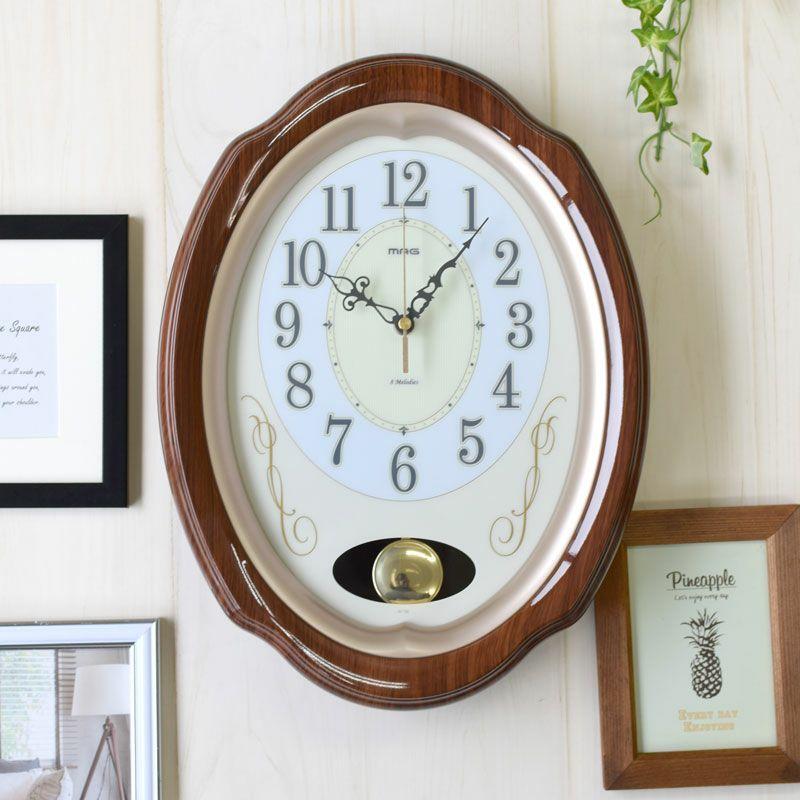 ノア精密 振り子時計 電波時計 掛け時計 壁掛け時計 掛時計 報時機能