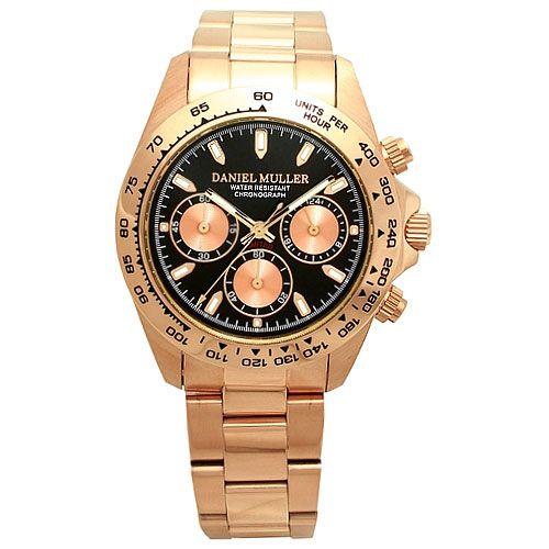 腕時計 メンズ クロノグラフ ピンクゴールド×ブラック メンズウォッチ ダニエルミューラー DANIEL MULLER DM-2002BK  :F-AADANI-0001:butler - 通販 - Yahoo!ショッピング