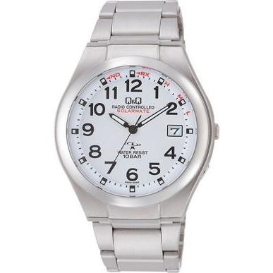 買得 腕時計 メンズ シチズン Q&Q ソーラーメイト 電波ソーラー アナログ表示 ホワイト メンズウォッチ CITIZEN HG12-204 腕時計