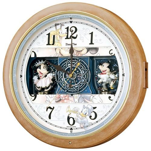 掛け時計 壁掛け時計 からくり時計 電波時計 セイコー SEIKO クロック ディズニータイム ミッキー ミニー ライトブラウン FW561A 