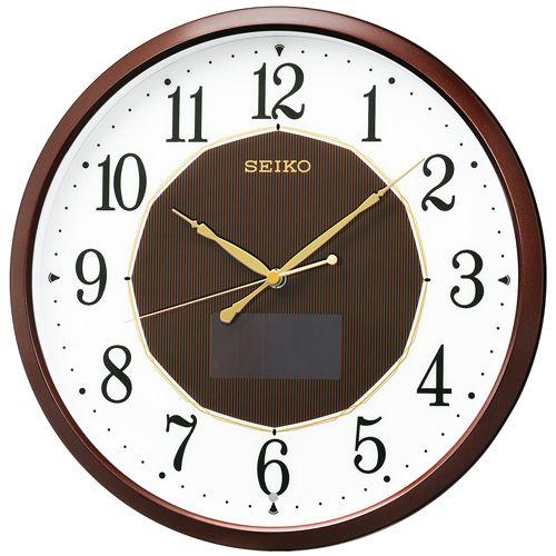 SEIKO ソーラー電波掛時計 ブラウン SEIKO（セイコー） 掛け時計 壁掛け時計 ハイブリッドソーラー 電波
