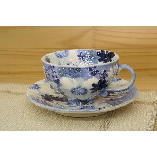 受注生産】工房ゆずりは 藍彩白絵花 コーヒー碗皿 : 舞陶館