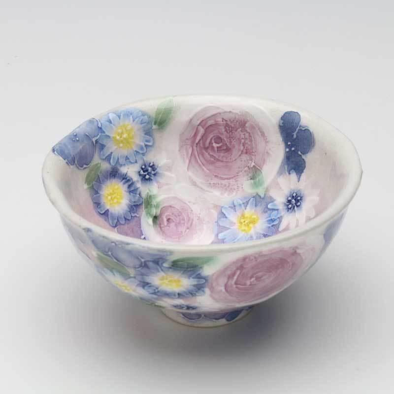 新品・未使用】工房ゆずりは 緑彩ローズ おしゃれ鉢 スープ碗 陶器 鉢