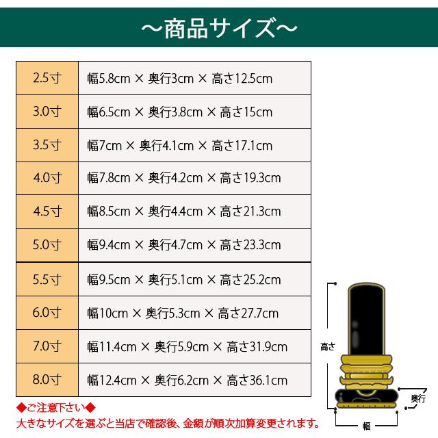 33,550円→7,830円 位牌 名入れ1名様無料 お位牌「塗位牌 面金 京中台 2.5寸〜8寸」モダン おしゃれ ks 仏壇 小物|butsudan-kan|02
