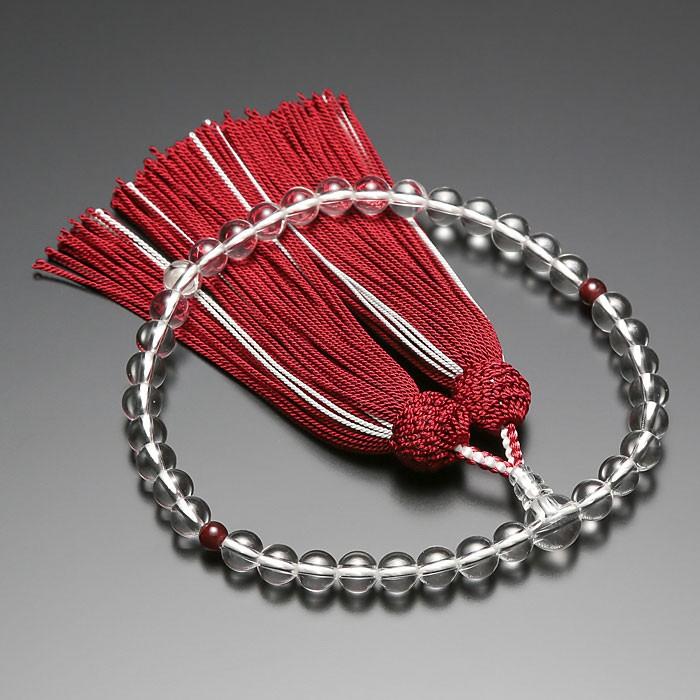 ゲキヤス仏壇店 数珠 念珠 女性用 7ミリ玉 「水晶 ガーネット二天 本頭