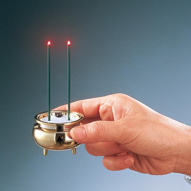 線香 電池式 「 安心のお線香 茶 ミニ 」 電池 電気 LED 仏具 モダン|butsudan-kan|02