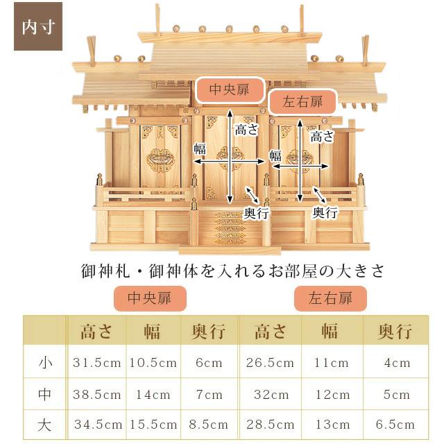 ゲキヤス仏壇店 神棚 屋根違い 三社 小 中 大 ひのき 桧 檜 国産 日本