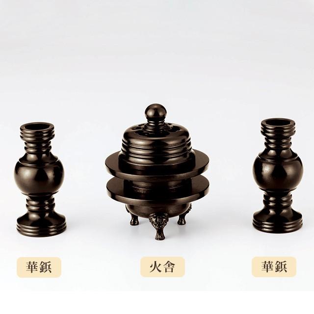 ▽黒光色 三具足▽ 三具足セット 黒光色 3.0寸 : 熊野古道仏壇センター