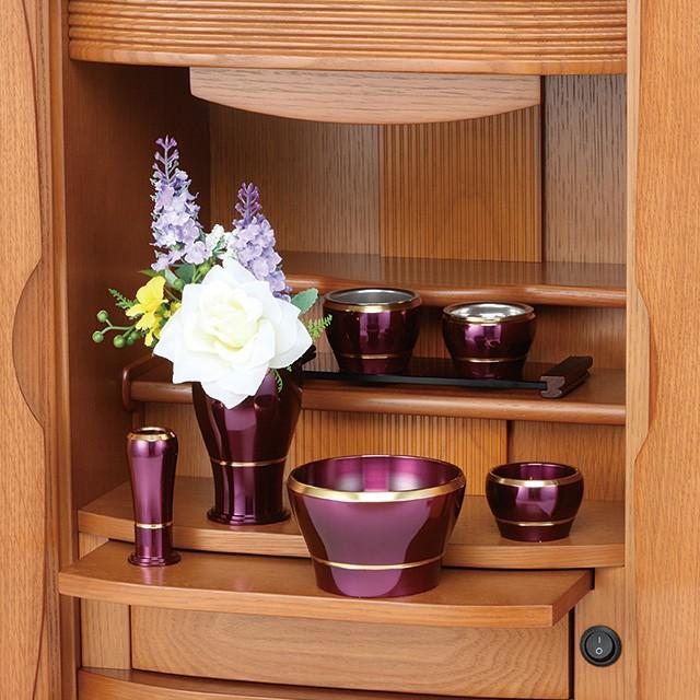 仏具セット いのり ワイン 6点セット 3.0寸 ミニ モダン おしゃれ 3寸 ご飯 花瓶 仏具 小物 仏具用品 仏壇 神具 激安仏壇店_1