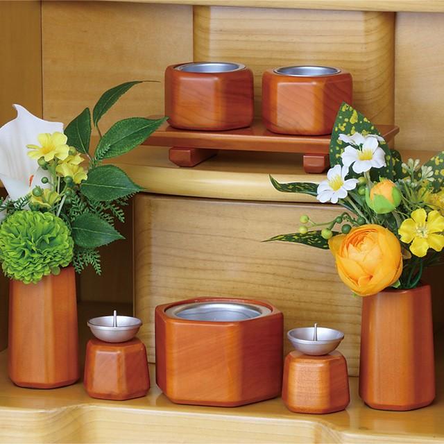 木製仏具 ソレイユ ナチュラル色 8点セット ミニ モダン おしゃれ ご飯 花瓶 仏具 小物 仏具用品 仏壇 神具 激安仏壇店_1