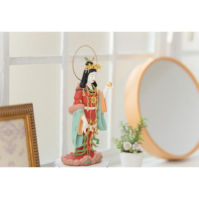 仏前用品.家の置物.吉祥八宝樹 ゲキヤス仏壇店 仏像 仏壇用 RIYAK 彩色吉祥天「七宝焼」 PREMIER 仏具