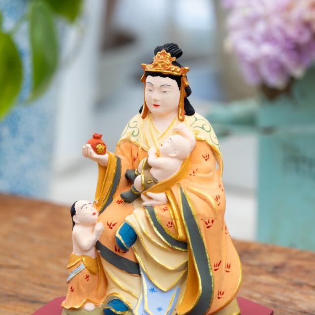仏像 仏壇用 RIYAK 彩色鬼子母神 BASIC 仏具 小物 仏具用品 木彫り おしゃれ かわいい コンパクト 仏壇 仏具 神具 激安仏壇店の画像