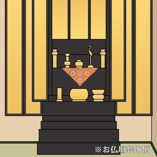 ゲキヤス仏壇店 夏用三角打敷 打敷 正絹紗 刺繍 雲に紋 東紋入 上付