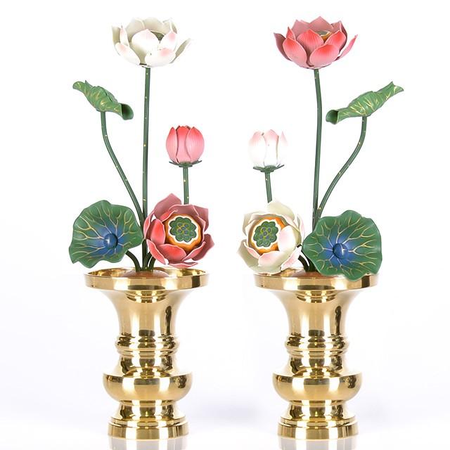 常花 仏具 「アルミ常花 4寸5本立 彩色 一対」 小常花 仏具 仏壇用 造花 仏具用品 お供え 供花 仏花 おしゃれ かわいい コンパクト 仏壇 仏具 神具 激安仏壇店