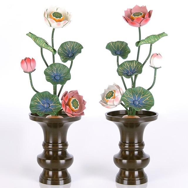 常花 仏具 「アルミ常花 5寸7本立 彩色 一対」 小常花 仏具
